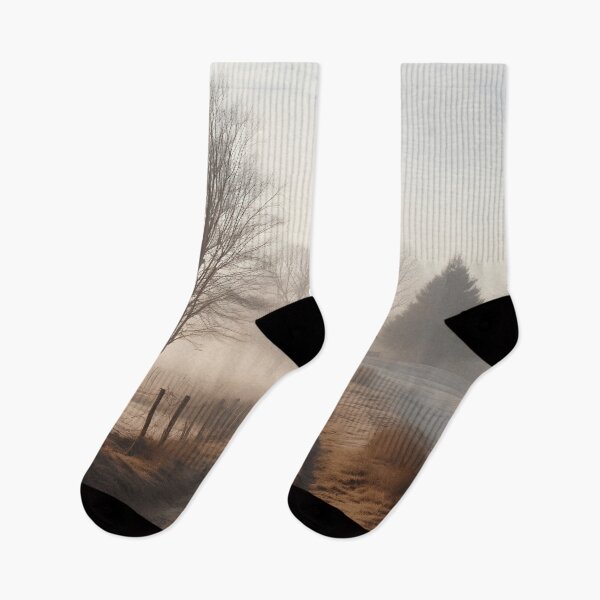 Item preview, foggy countryside morning print, fog designed and sold by dcrc.