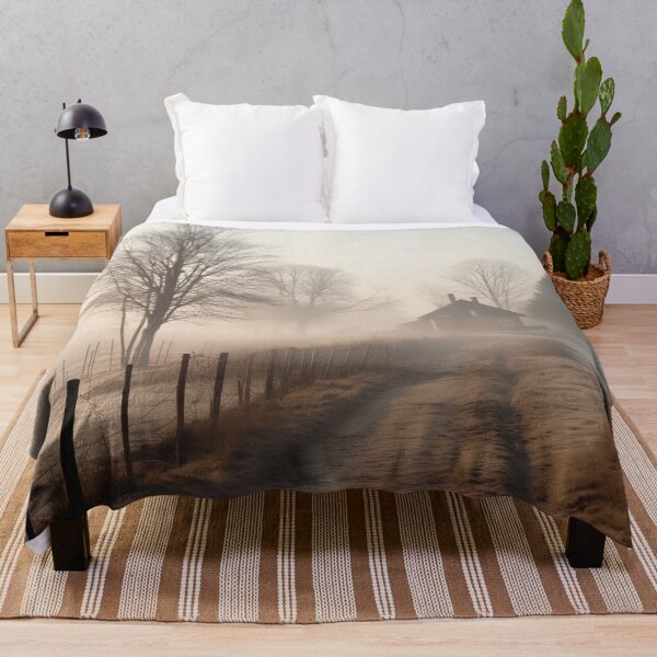 Item preview, foggy countryside morning print, fog designed and sold by dcrc.