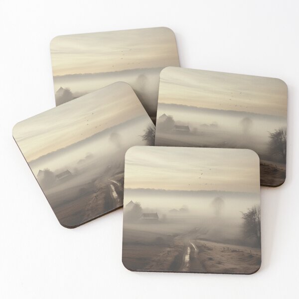 Item preview, foggy countryside morning print, fog designed and sold by dcrc.