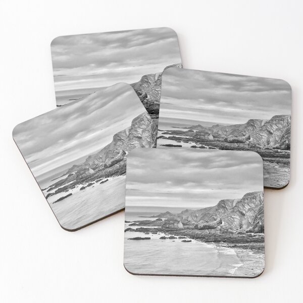 Item preview, Devon hartland cliff and sea scenery black white designed and sold by SoulTrekking.
