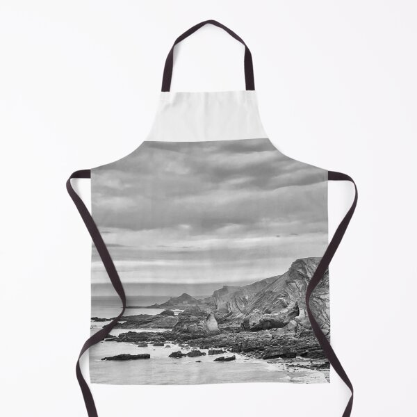 Item preview, Devon hartland cliff and sea scenery black white designed and sold by SoulTrekking.
