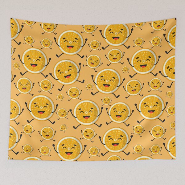Item preview, Kawaii Happy Orange Slice Pattern - Cute Fruit Design designed and sold by OrangeMG.