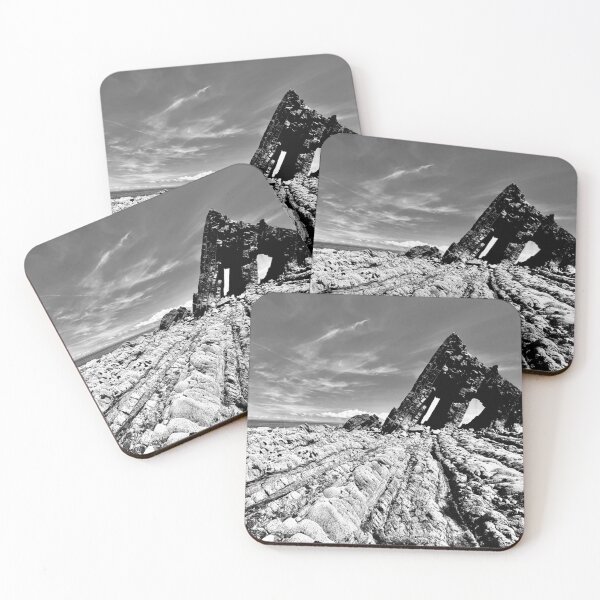 Item preview, Devon cliffs blackrock church sea scenery black and white designed and sold by SoulTrekking.