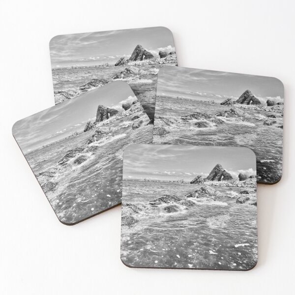 Item preview, Devon cliffs blackrock church sea scenery black and white designed and sold by SoulTrekking.