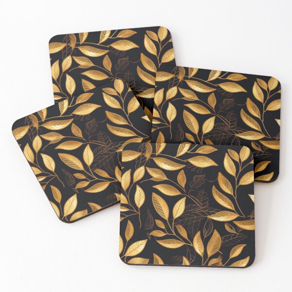Item preview, Black and Gold Leaves designed and sold by Adora Studio.