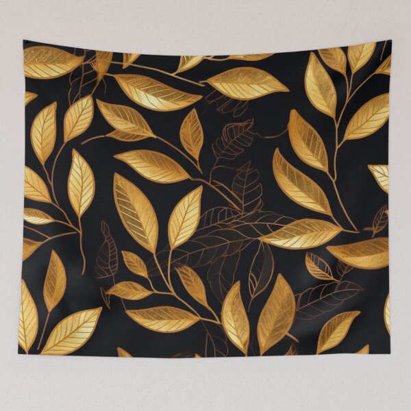 Item preview, Black and Gold Leaves designed and sold by Adora Studio.