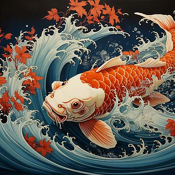 Artwork thumbnail, Whimsical Waves: Traditional Japanese Style Painting of Vivacious Koi Fish by RoyalKongz