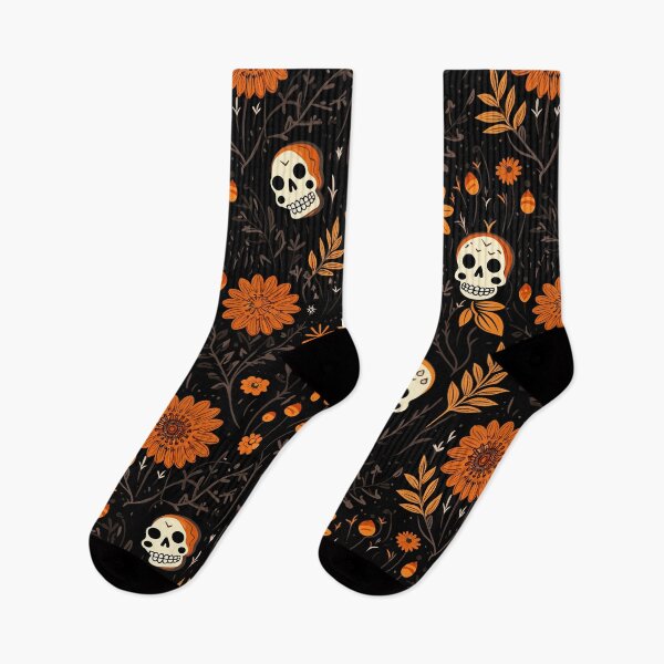 Item preview, Cartoon Halloween Flowers with Skulls - Halloween Floral Pattern designed and sold by Just-Flowers.