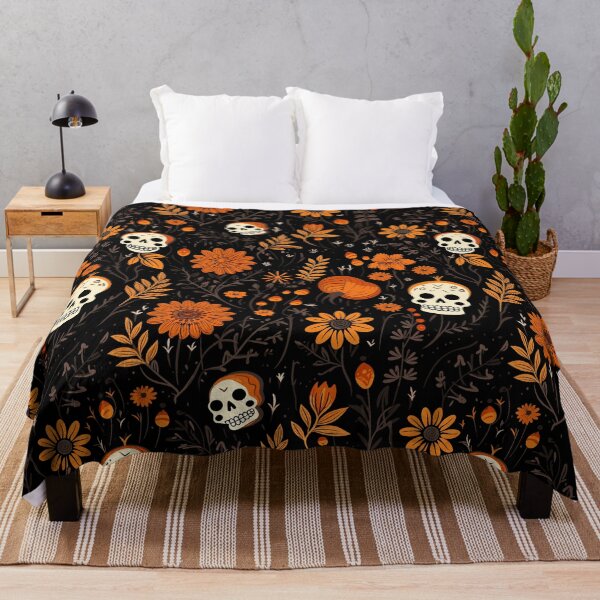 Item preview, Cartoon Halloween Flowers with Skulls - Halloween Floral Pattern designed and sold by Just-Flowers.