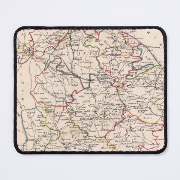 Item preview, Vintage Map of Warwickshire County UK (1844) designed and sold by BravuraMedia.