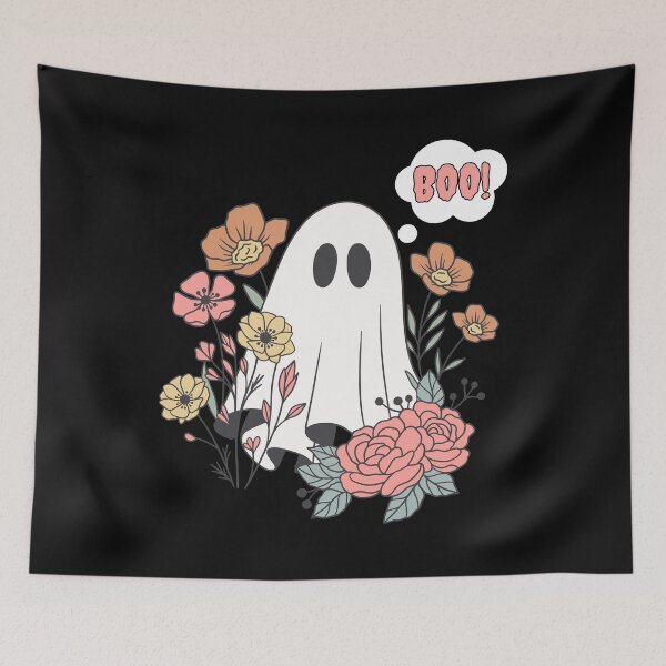 Item preview, Halloween Floral Vintage Ghost Boo designed and sold by FreeMind-Design.