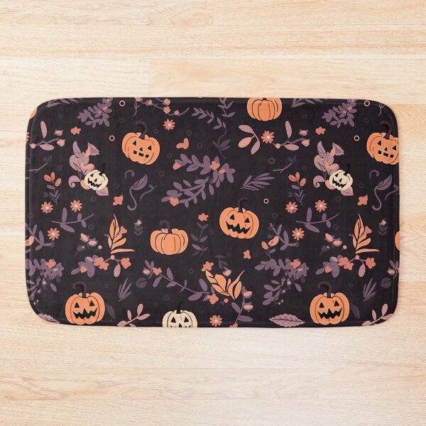 Item preview, Cartoon Halloween Flowers with Pumpkins - Halloween Floral Pattern designed and sold by Just-Flowers.