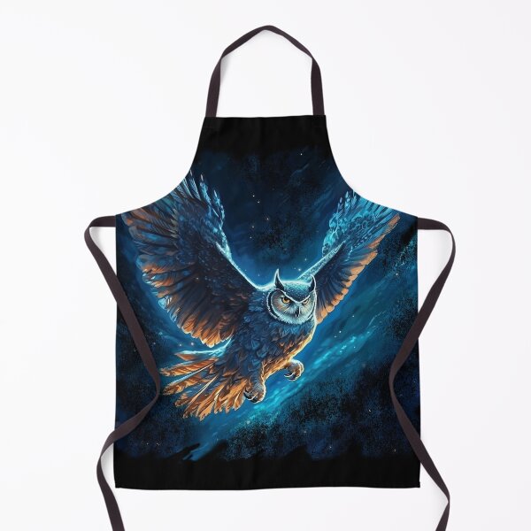 Item preview, flying owl, blue owl, flying blue owl designed and sold by PRYMULLART.