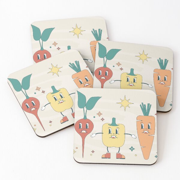 Item preview, Groovy Cute Illustration of Radish, Paprika and Carrot Characters  designed and sold by Angela Cini.