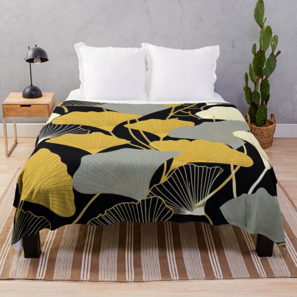 Item preview, Black and Gold Ginko Pattern designed and sold by Adora Studio.
