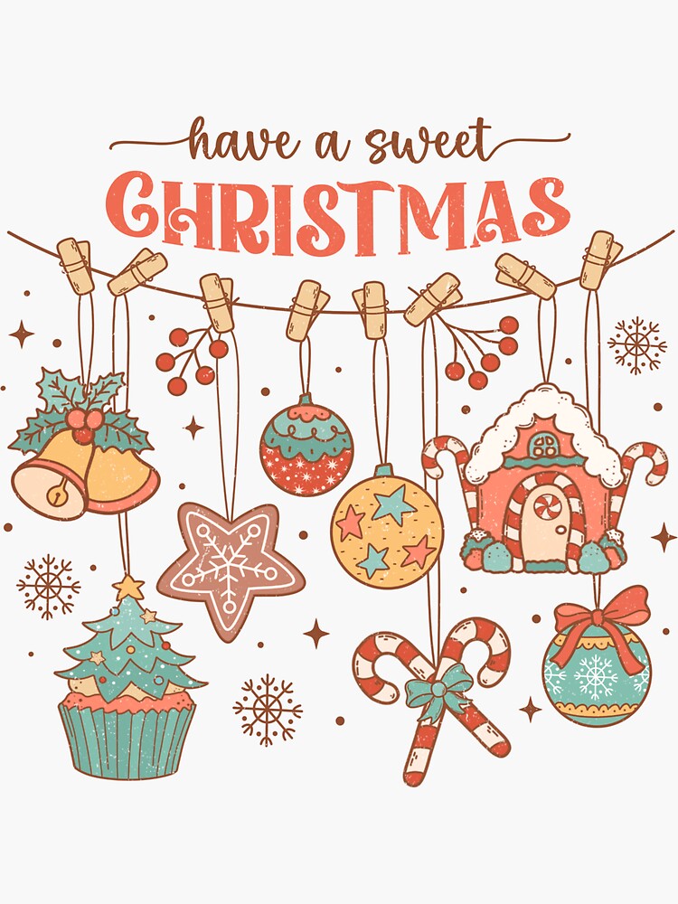 Have a sweet Christmas! - cute retro vintage christmas print Sticker for  Sale by Neehovv