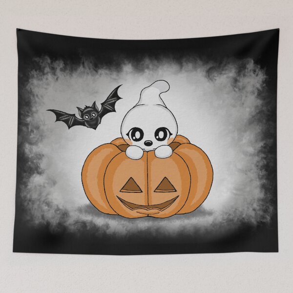 Item preview, cute Halloween Ghost Bat Pumpkin designed and sold by Pezi-Creation.