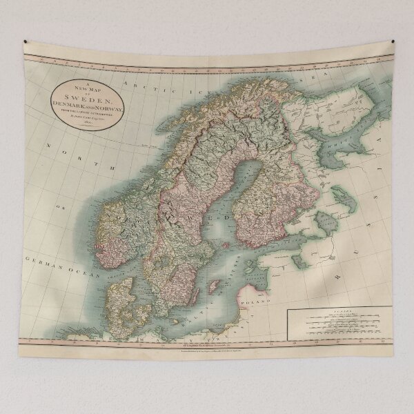 Item preview, Vintage Map of Norway and Sweden (1801) designed and sold by BravuraMedia.