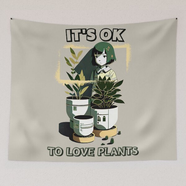 Item preview, It's ok to love plants Kawaii girl with herbs by CallisC Arts ⭐⭐⭐⭐⭐ designed and sold by CallisC-Arts.