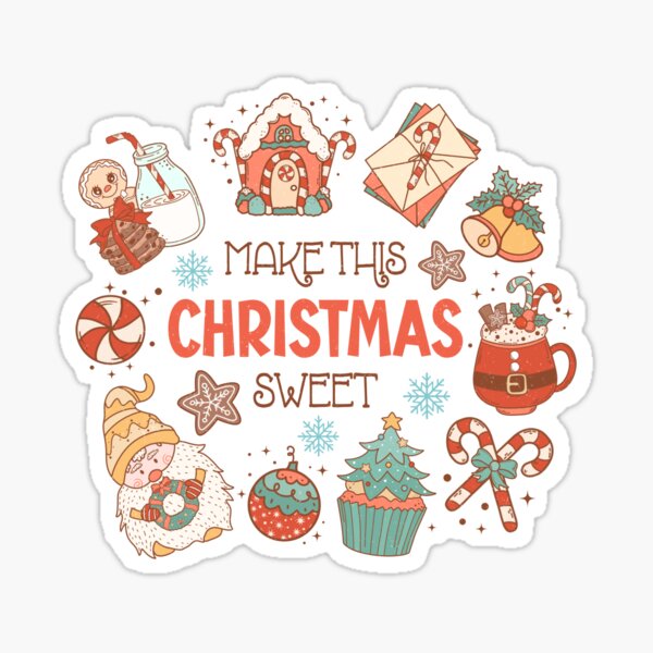 Make this Christmas sweet! - cute retro vintage christmas print Sticker  for Sale by Neehovv