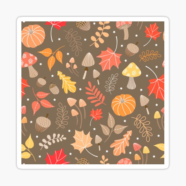 Item preview, Autumn Seasonal Pumpkin Leaves Acorn Mushroom pattern designed and sold by Nicola-Rowe.
