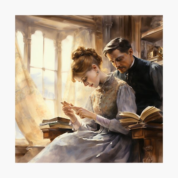 Item preview, Victorian Couple Reading Together Victorian Inspired Art  designed and sold by CDC40.