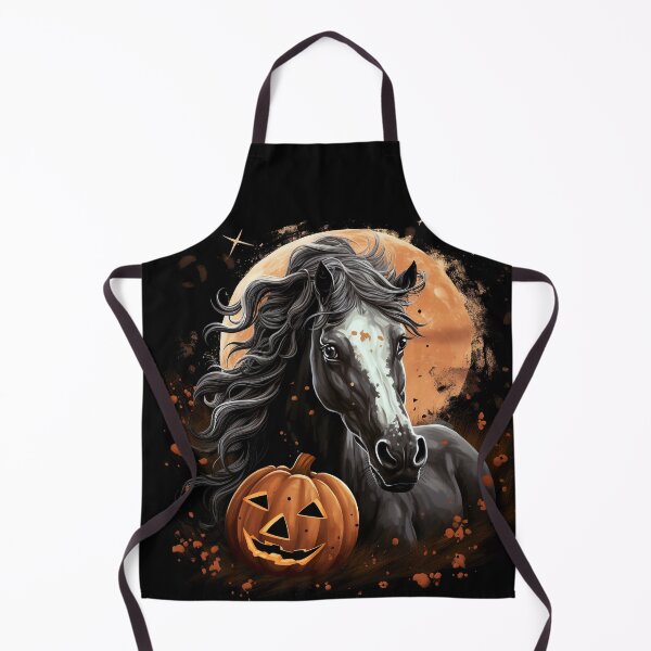 Item preview, WHITE AND BLACK APPALOOSA HORSE WITH PUMPKIN AND ORANGE MOON Midjourney AI Artwork designed and sold by davidjulie.