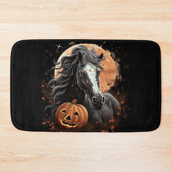 Item preview, WHITE AND BLACK APPALOOSA HORSE WITH PUMPKIN AND ORANGE MOON Midjourney AI Artwork designed and sold by davidjulie.