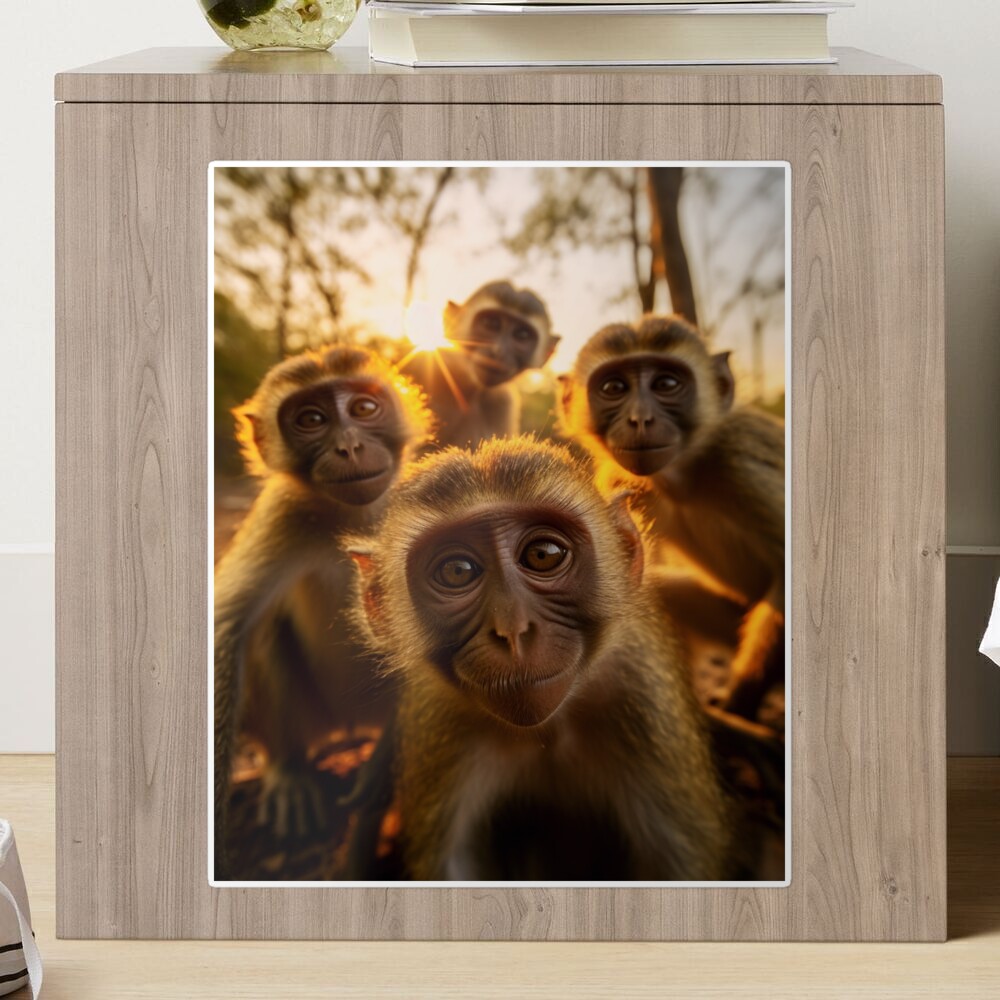 Monkey Selfie Square Sticker