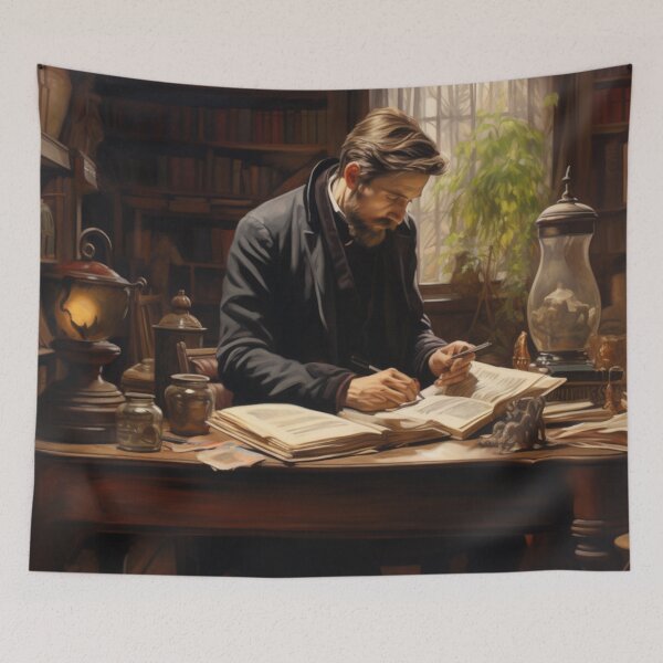 Item preview, Victorian Man Reading And Making Margin Notes Victorian Inspired Art  designed and sold by CDC40.