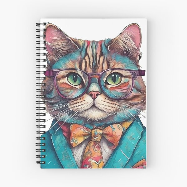 Item preview, Stylish Fashionable Funny Cat in Glasses & Jacket Poster Vibrant Home Decor Hand-Drawn style Portrait Colorful Fashion Anima designed and sold by ButonDesign.