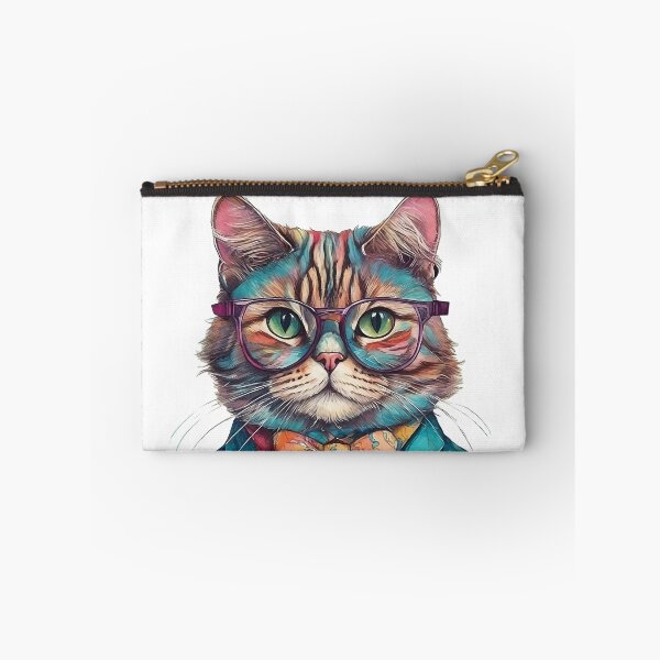 Item preview, Stylish Fashionable Funny Cat in Glasses & Jacket Poster Vibrant Home Decor Hand-Drawn style Portrait Colorful Fashion Anima designed and sold by ButonDesign.