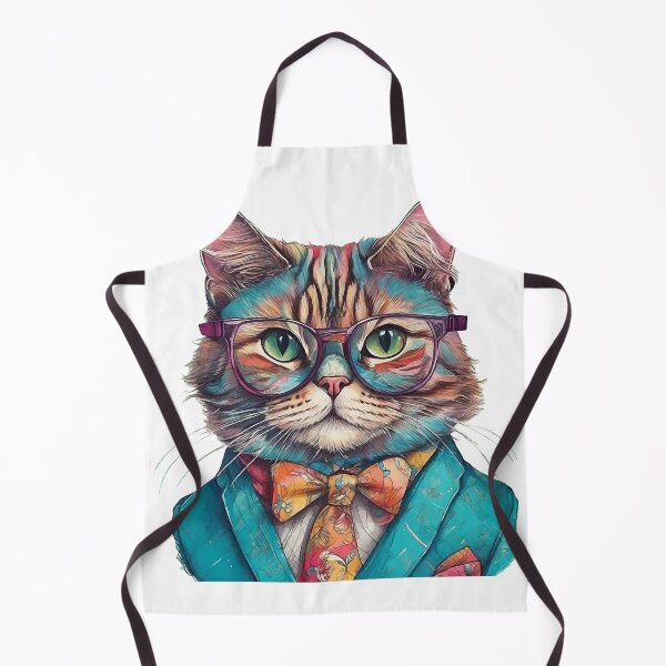 Item preview, Stylish Fashionable Funny Cat in Glasses & Jacket Poster Vibrant Home Decor Hand-Drawn style Portrait Colorful Fashion Anima designed and sold by ButonDesign.
