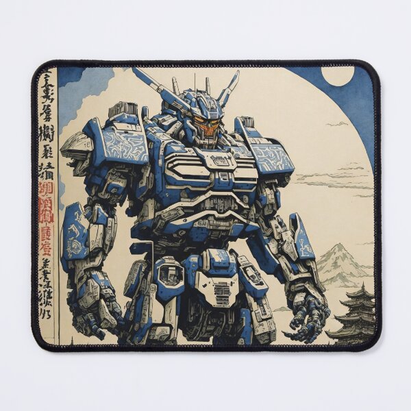Item preview, Mecha Robot Japanese Woodcut designed and sold by MythicalSticker.