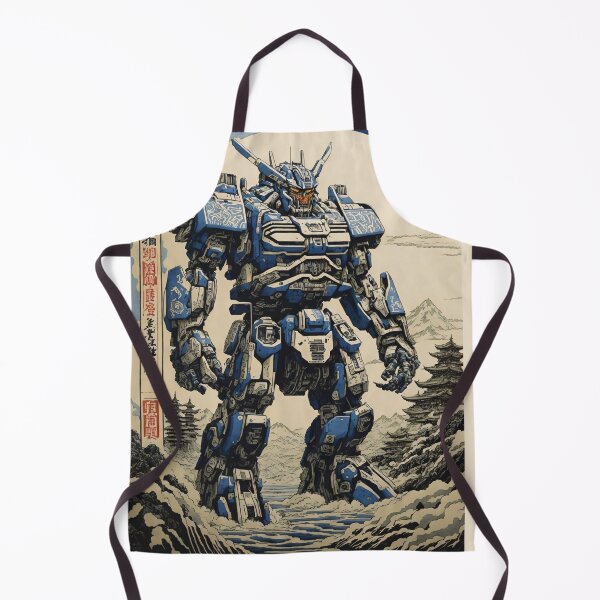 Item preview, Mecha Robot Japanese Woodcut designed and sold by MythicalSticker.