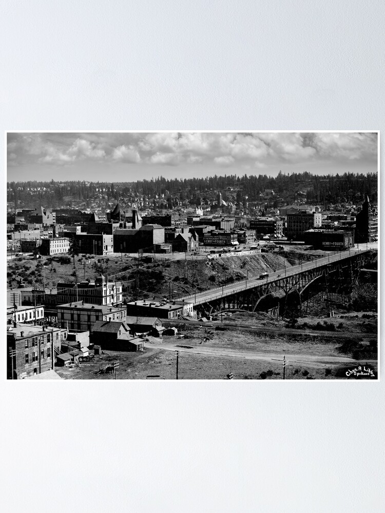 Spokane Print Black And White View, Spokane Wall Art, Spokane Poster,  Spokane Photo, Spokane Décor, Canvas Art Poster And Wall Art Picture Print