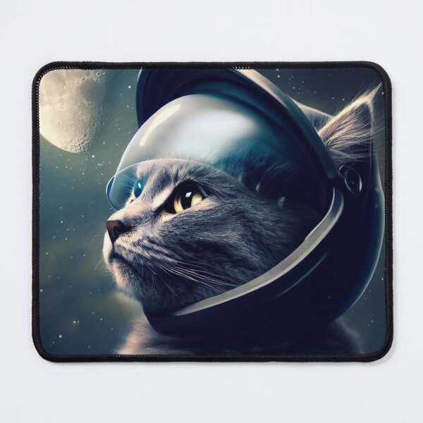 Item preview, space cat observing the full moon and stars. Astronaut cat. designed and sold by By-Jeff.