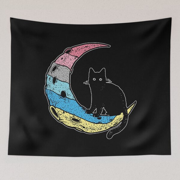 Item preview, Genderflux Cat Moon LGBT Pride Flag designed and sold by Clara Hollins.