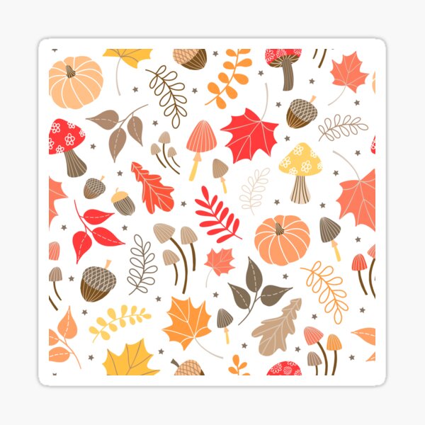 Item preview, Autumn Seasonal Pumpkin Leaves Acorn Mushroom pattern designed and sold by Nicola-Rowe.