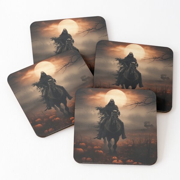 Item preview, Menacing Headless Horseman in a Foggy Pumpkin-Filled Field designed and sold by yourfavdraw.
