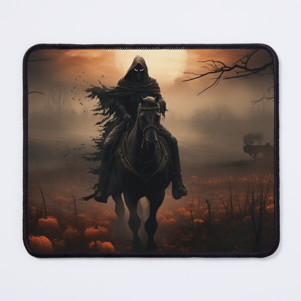 Item preview, Menacing Headless Horseman in a Foggy Pumpkin-Filled Field designed and sold by yourfavdraw.