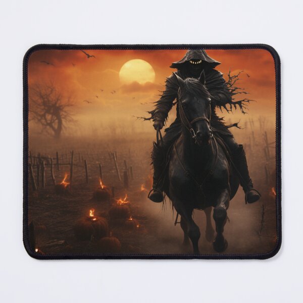 Item preview, Menacing Headless Horseman in a Foggy, Pumpkin-Filled Field designed and sold by yourfavdraw.