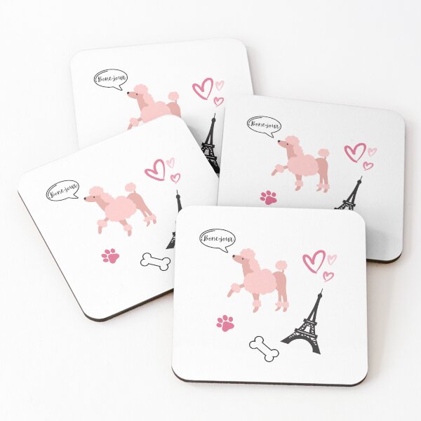 Item preview, Bone-jour Pink French Poodle Hearts Eiffel Tower Design designed and sold by Night Bloom Designs.