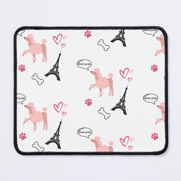 Item preview, Bone-jour Pink French Poodle Hearts Eiffel Tower Design designed and sold by Night Bloom Designs.