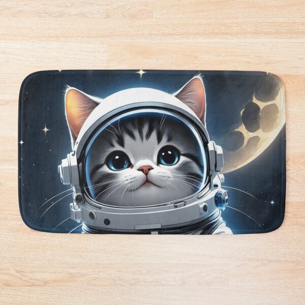 Item preview, Cute space cat looking at the full moon and stars. Astronaut cat. designed and sold by By-Jeff.
