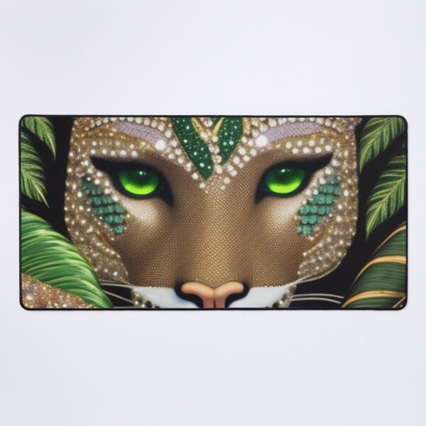 Item preview, Gold and green rhinestone cougar  designed and sold by Roxburylane.
