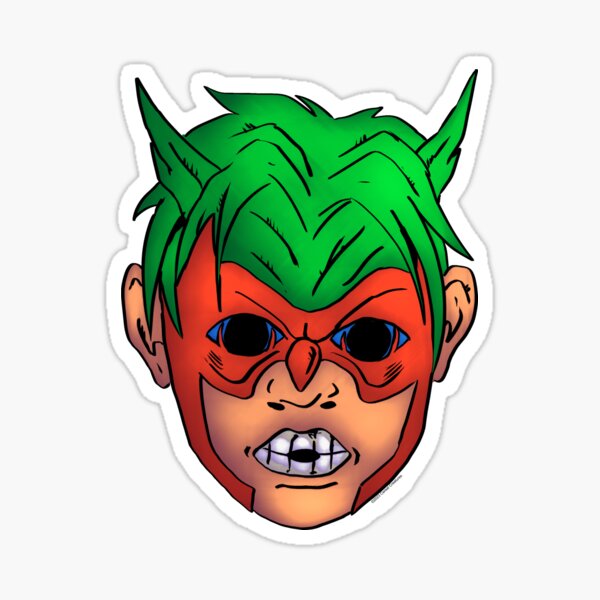 Halloween Haunt Vintage Green Owl Mask Sticker
