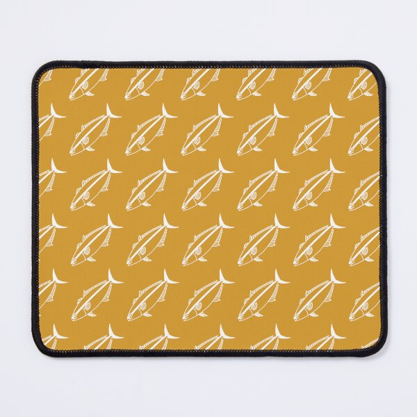 Item preview, Kawaii Amberjack Fish in White on Golden Yellow designed and sold by fruttidimare.