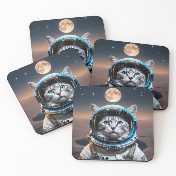 Item preview, Space cat with blue eyes looking at the stars and the moon. designed and sold by By-Jeff.