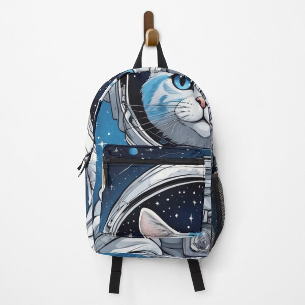 Item preview, white space cat with full moon and stars in space. Astronaut cat. designed and sold by By-Jeff.